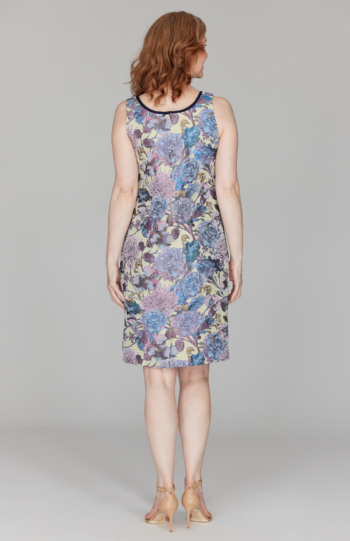 Peony Jacquard Sheath Dress w/ Bias