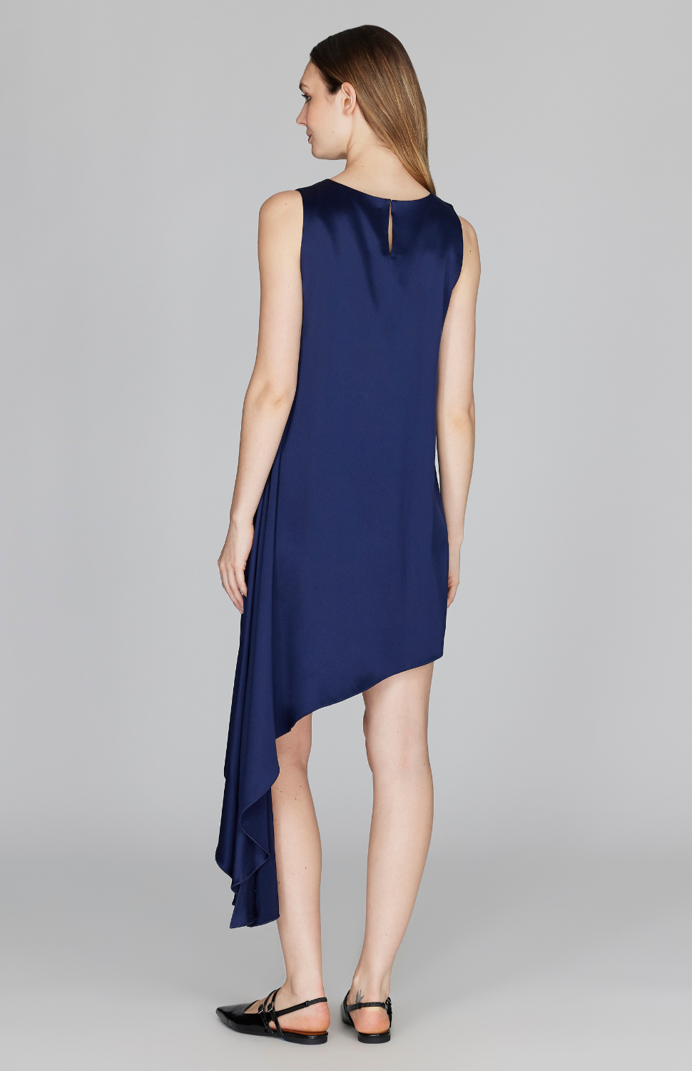 Satin Sleeveless Asymmetric Dress