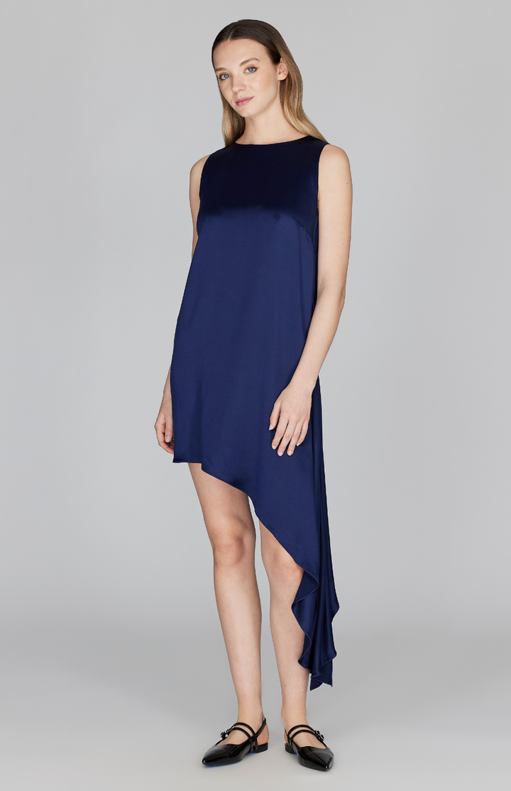 Satin Sleeveless Asymmetric Dress