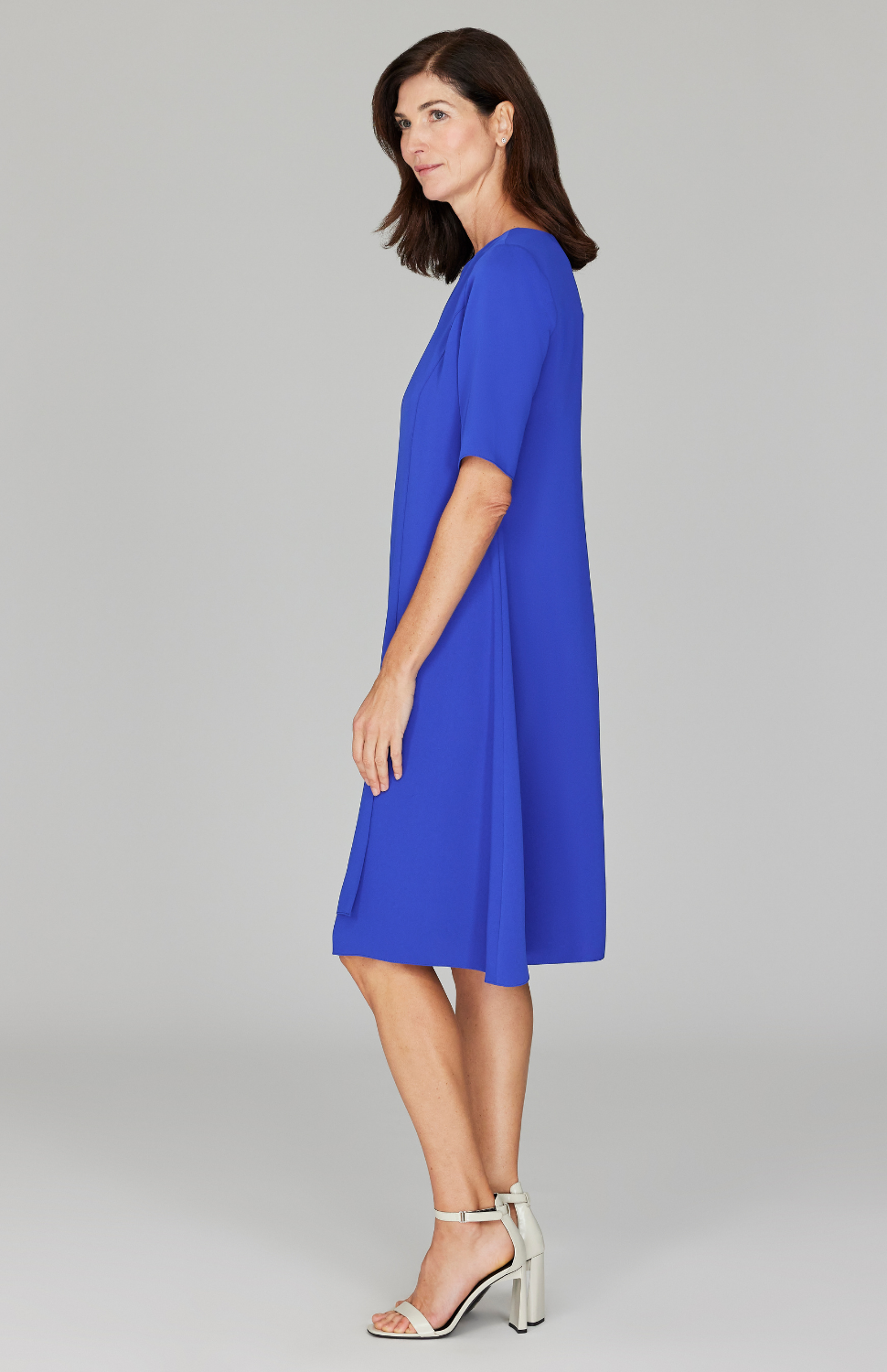 Lustrous Crepe Short Sleeve Layered Dress