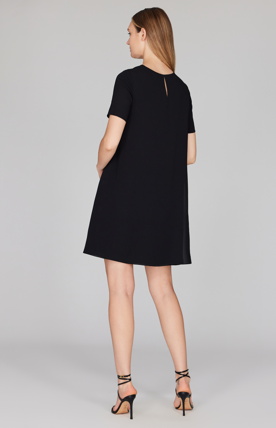 Silk Georgette Short Sleeve Back Overlap Dress