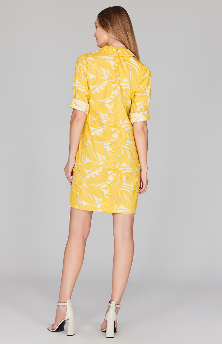 Safari Shirting V Neck Collared Shift Dress