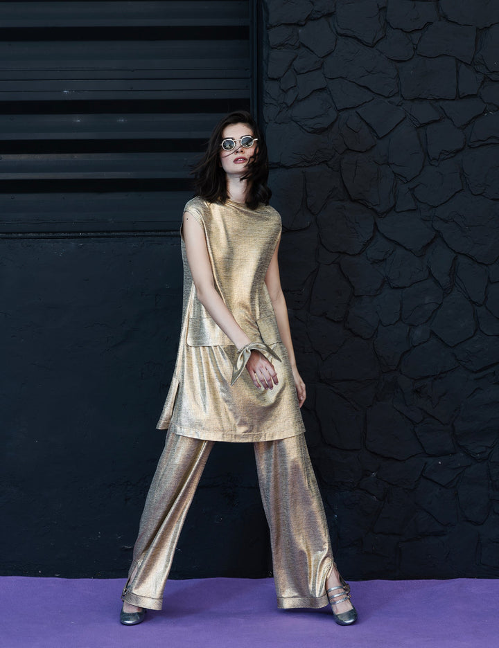 Maison Marie Saint Pierre | Dress | JALENOR | Gold | Pants | JENDER | Gold | Black