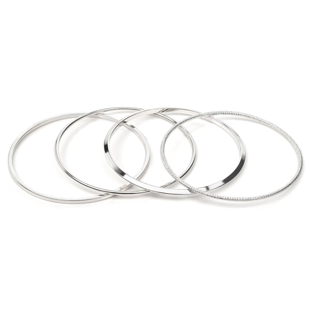 Sterling Silver Plate Set Of 4 Bangle Bracelets