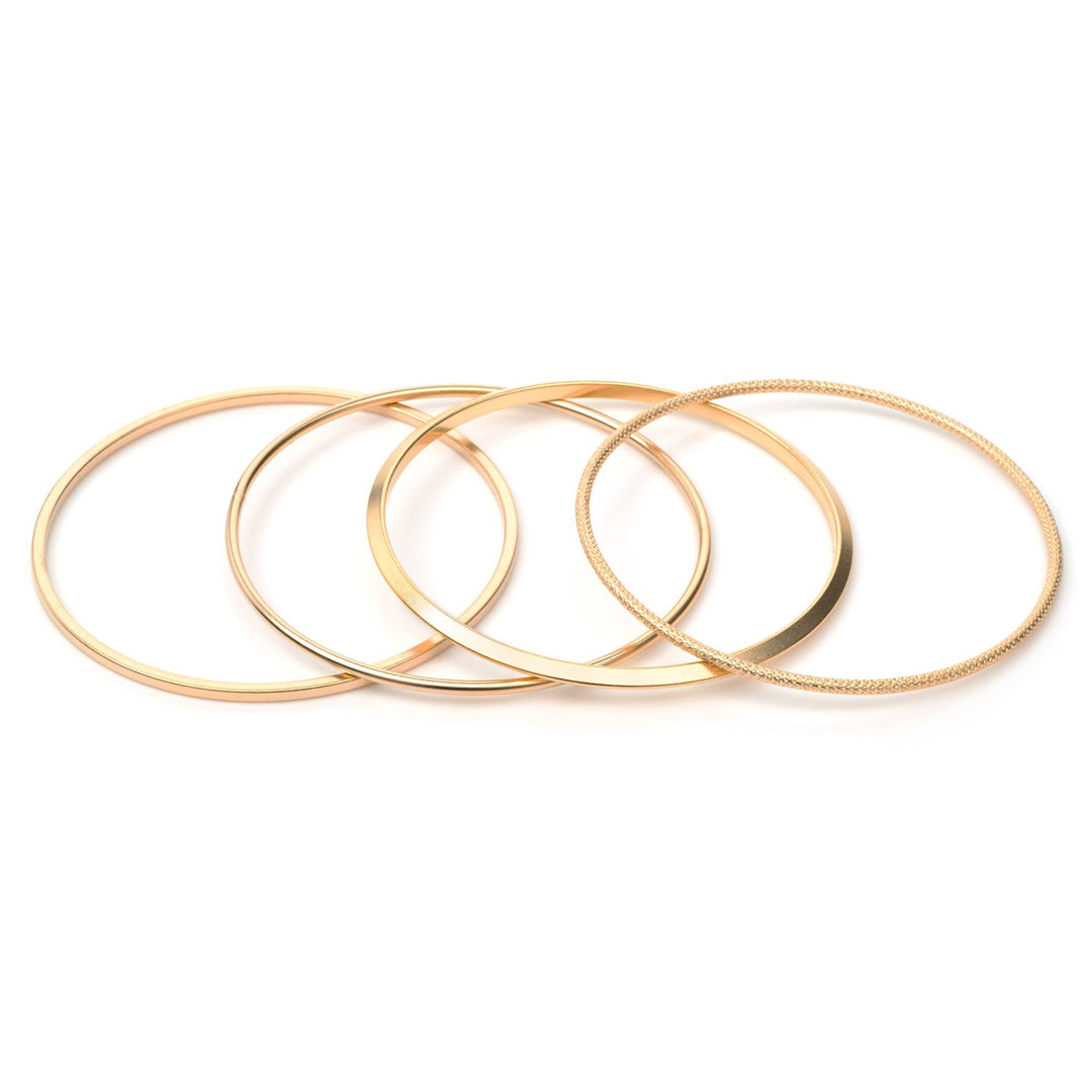 Matte Gold Plate Set Of 4 Bangle Bracelets