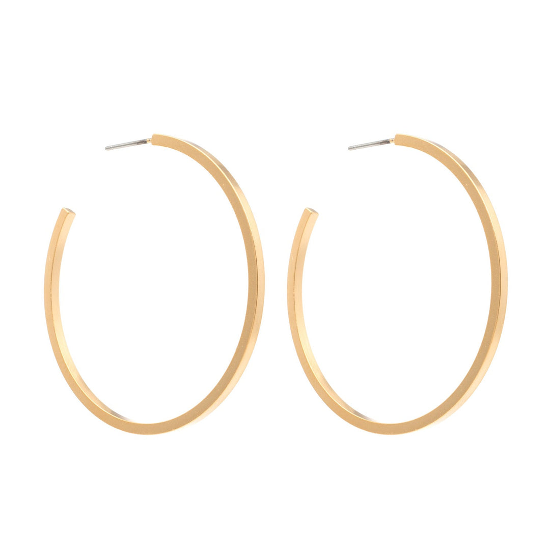 Matte Gold Plate Square Wire Hoop Earrings