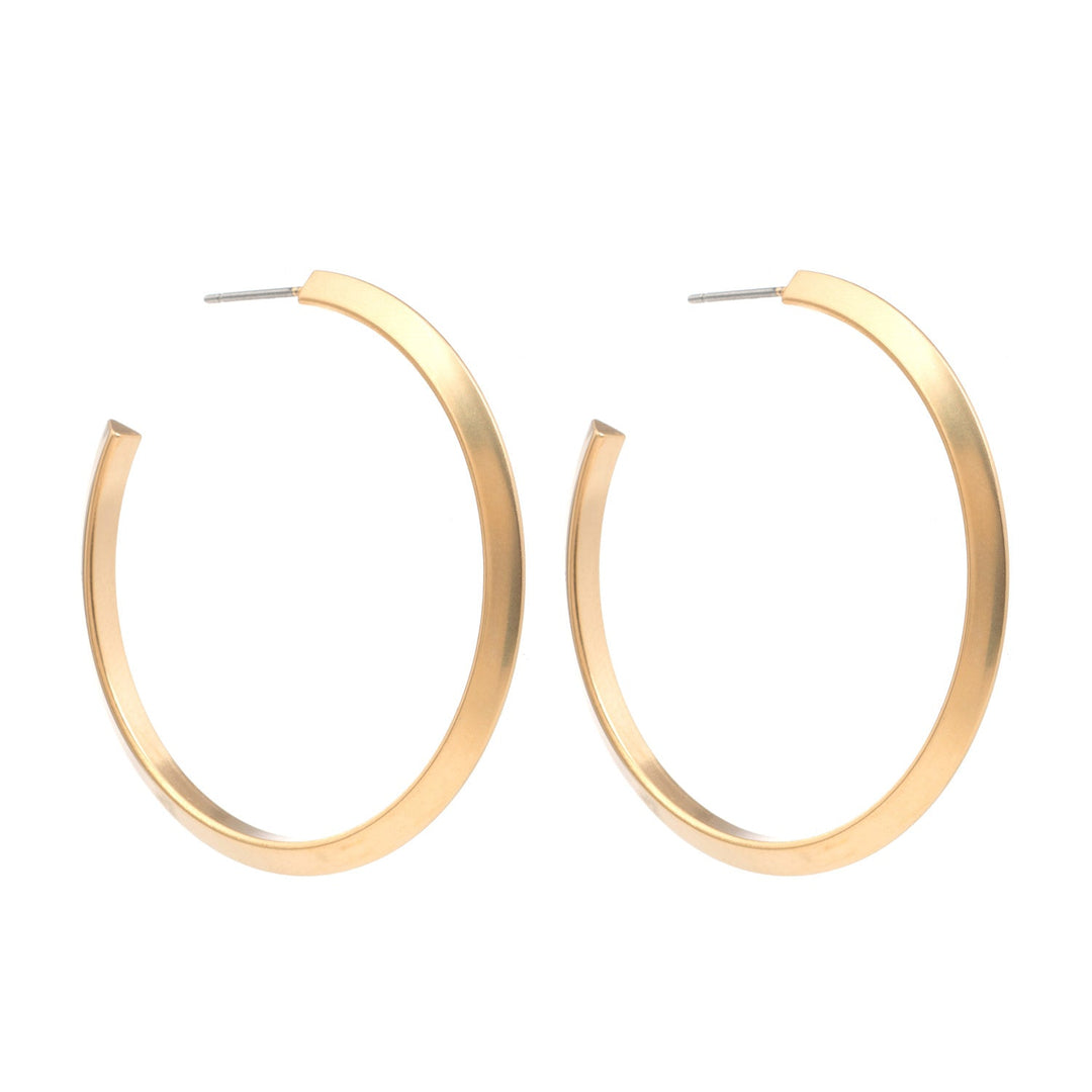 Matte Gold Plate Triangle Wire Hoop Earrings