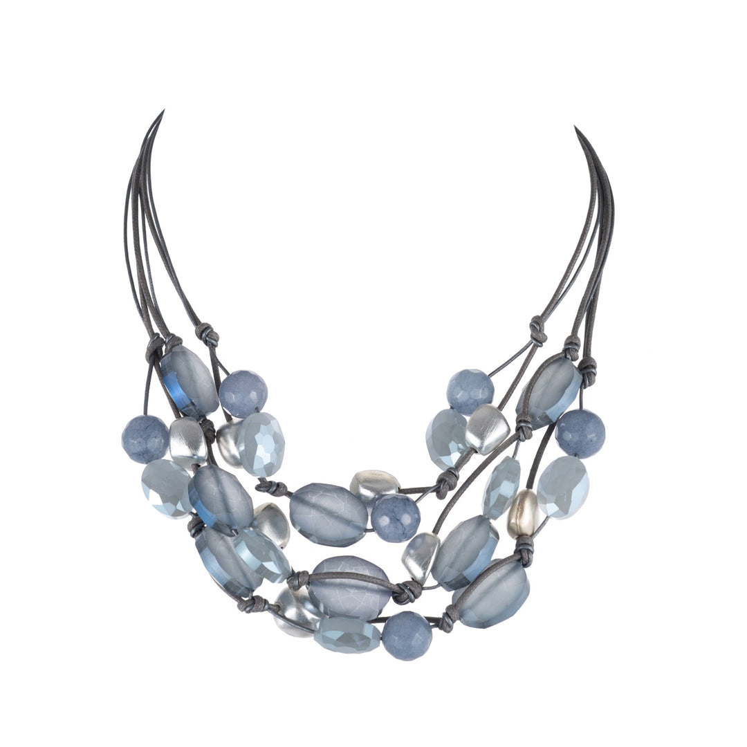 Matte Labradorite Blue Crystal, Blue Velvet Crystal, Blue Jade, Matte Silver Necklace