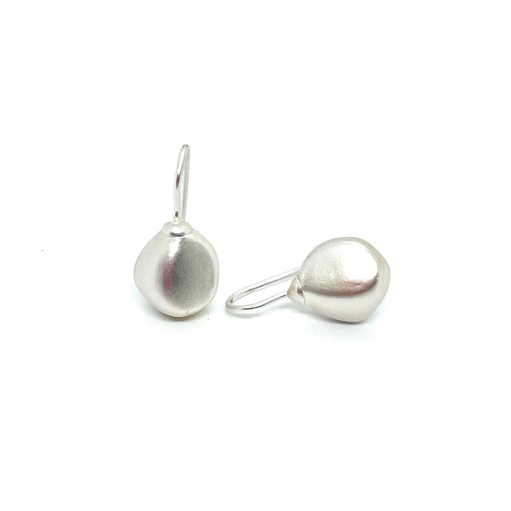 Matte Silver Pebble Bead Earrings