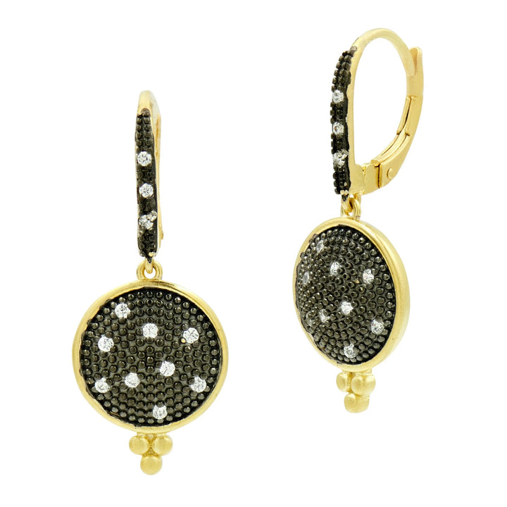 GoldBlack Pavé Disc Lever Back Earring Signature EARRING