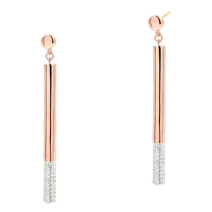 RoseGoldandPlatinumonSterlingSilver Radiance Matchstick Earring FR Vault EARRING