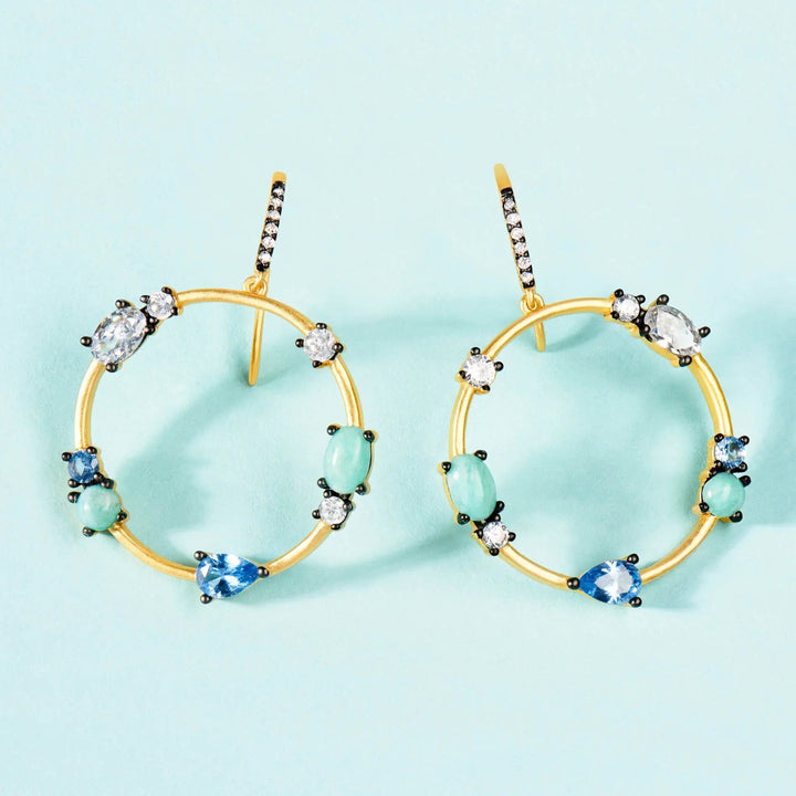  Touch of Turquoise Open Hoop Earring Brooklyn Coast EARRING