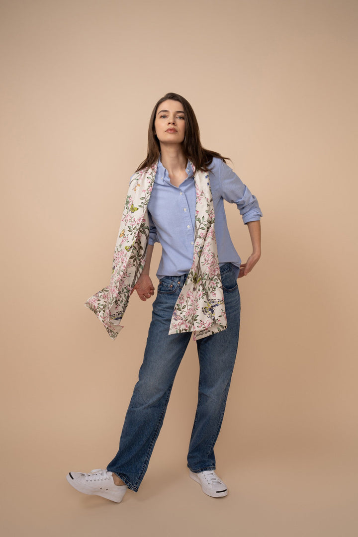 Spring Unfolding Silk Oblong Scarf