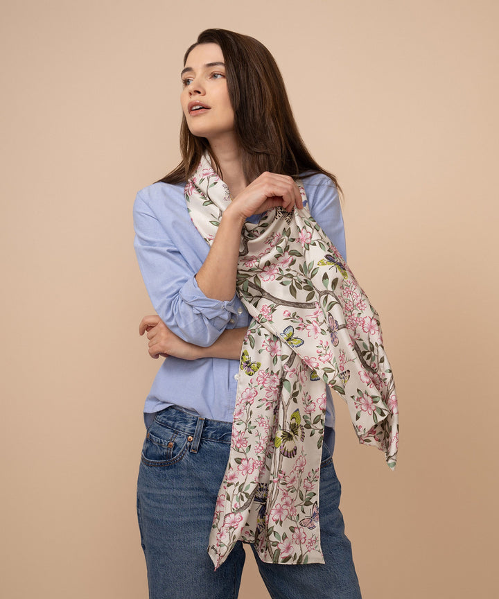 Spring Unfolding Silk Oblong Scarf