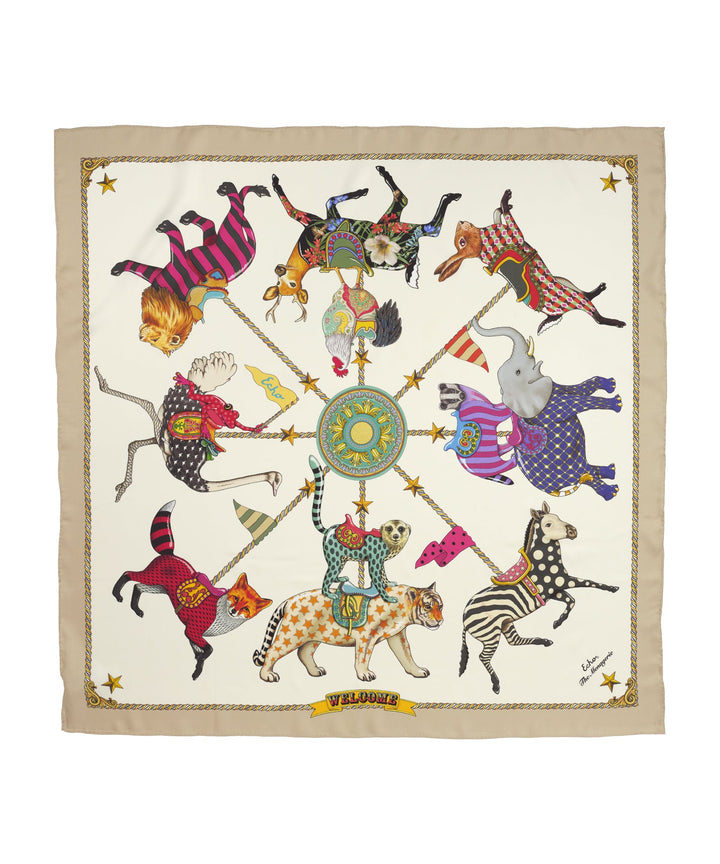 The Menagerie Silk Square in color Cream