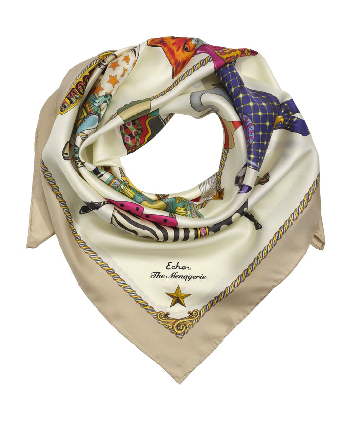 The Menagerie Silk Square in color Cream