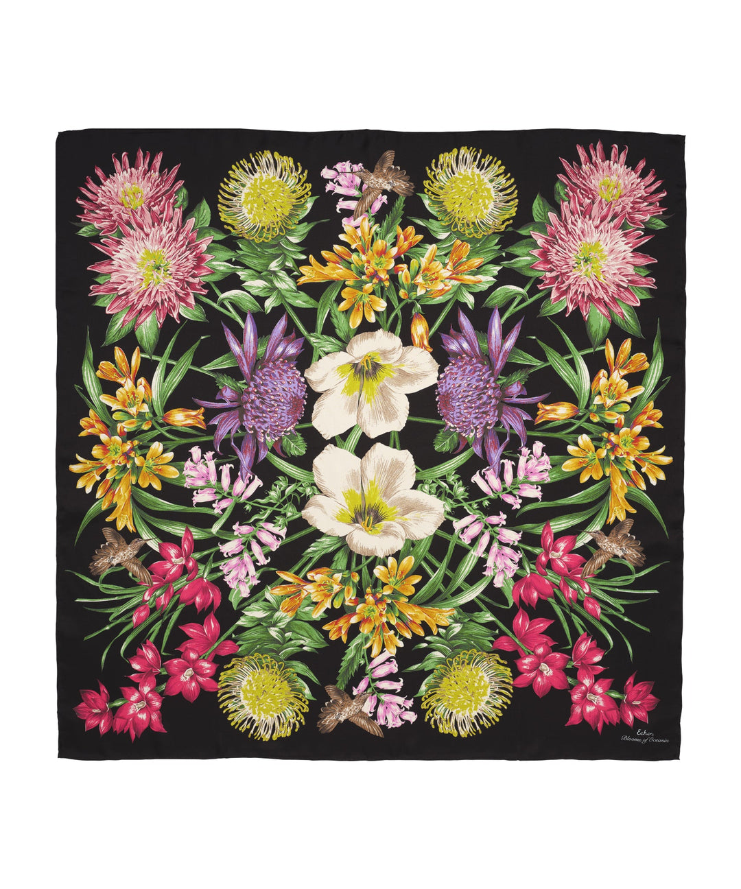 Blooms Of Oceania Silk Square in color Black