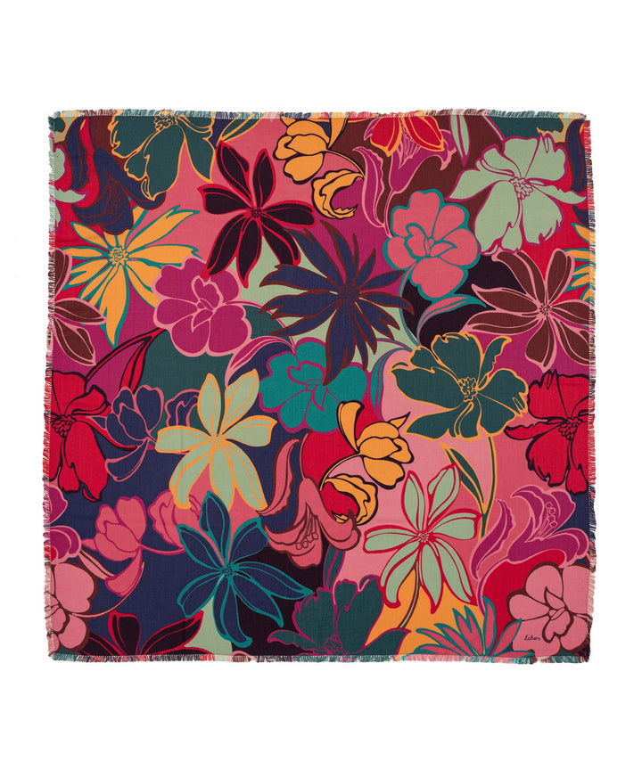 Winter Garden 42" Wool–Silk Square Scarf