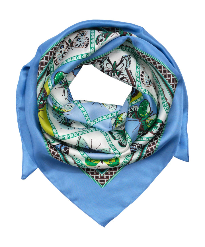 Butterfly Display Silk Square Scarf in color capri