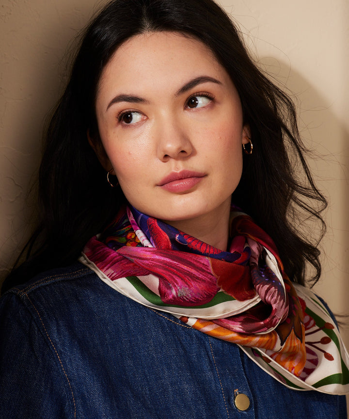 Magic Garden 35" Silk Square Scarf