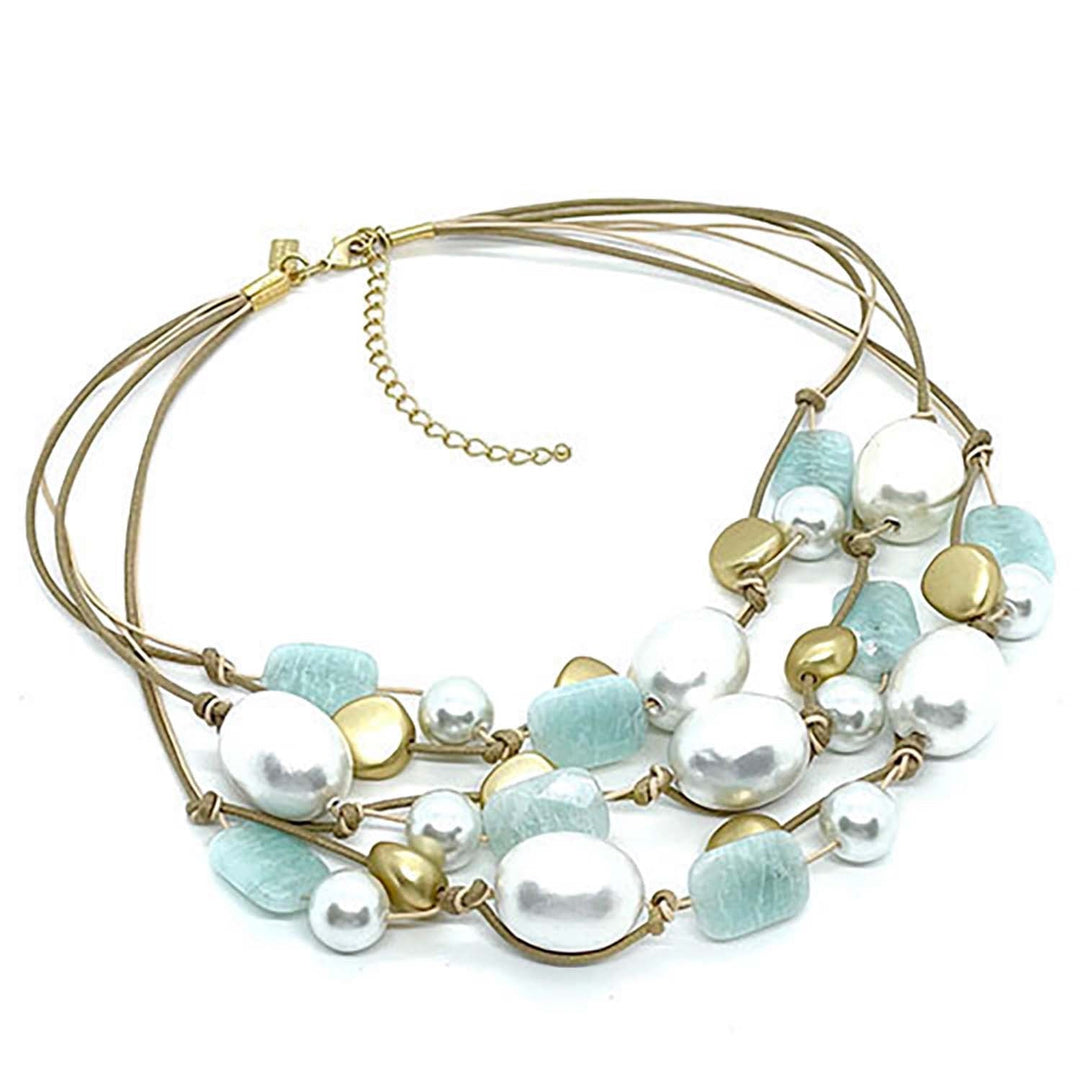 Cotton Pearl And Amazonite Toursade Necklace