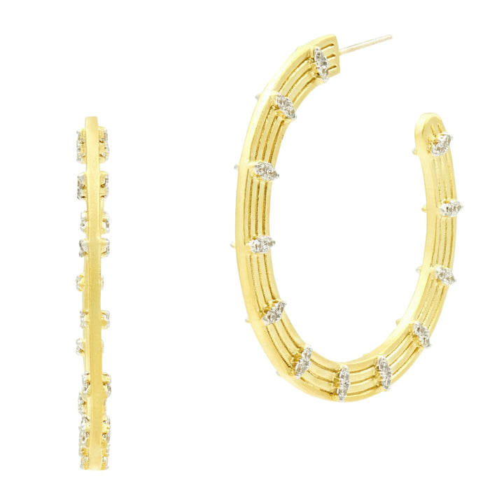 14KGoldandPlatinumonSterlingSilver Fleur Bloom EMPIRE Wide Hoop Earrings Fleur Bloom Empire 