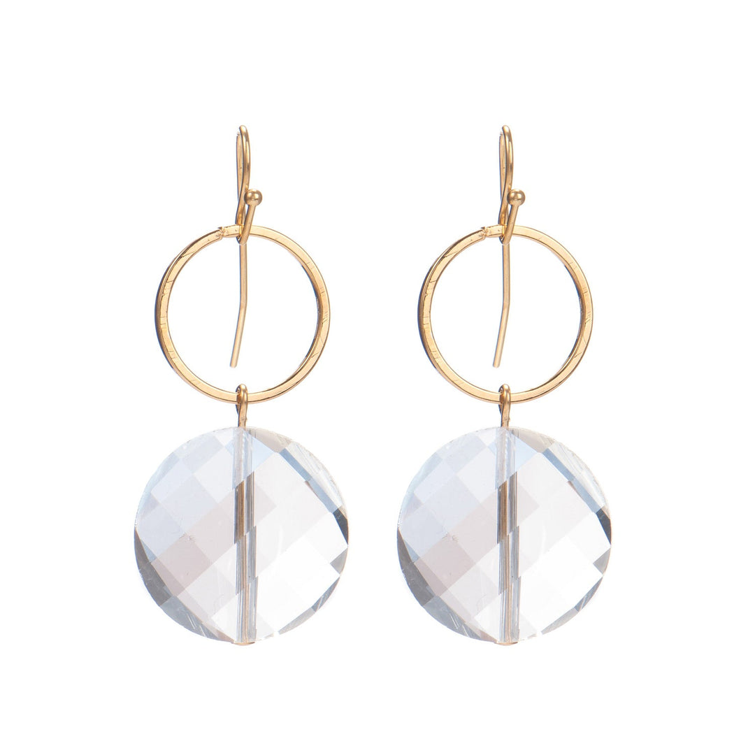 Clear Coin Crystal Circle Earring