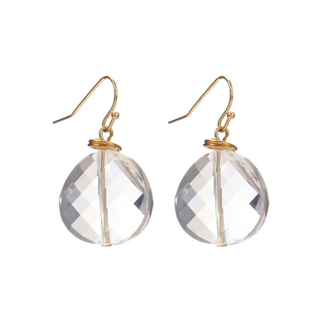 Clear Crystal Coin Earrings