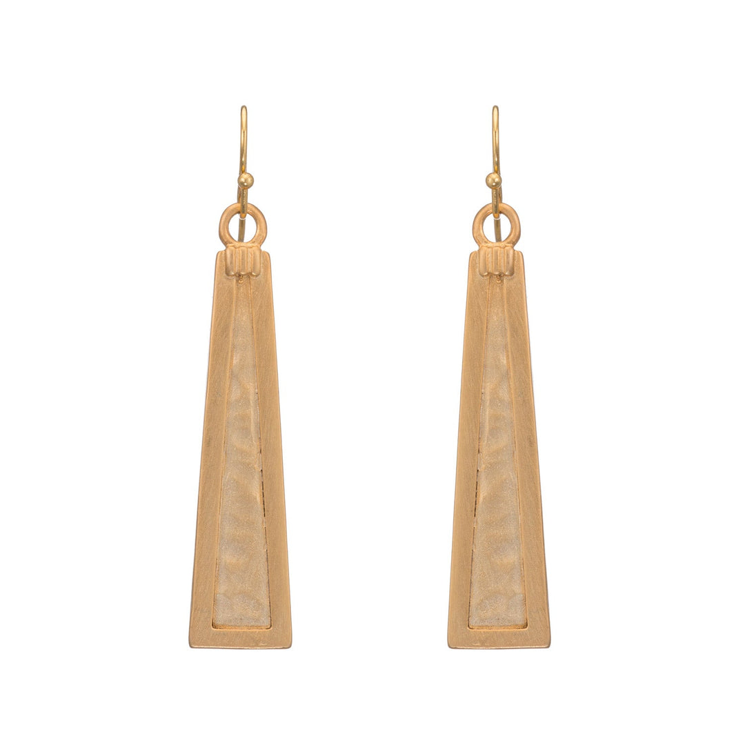 Matte 14Kt Gold Plate Hammered Wedge Earrings