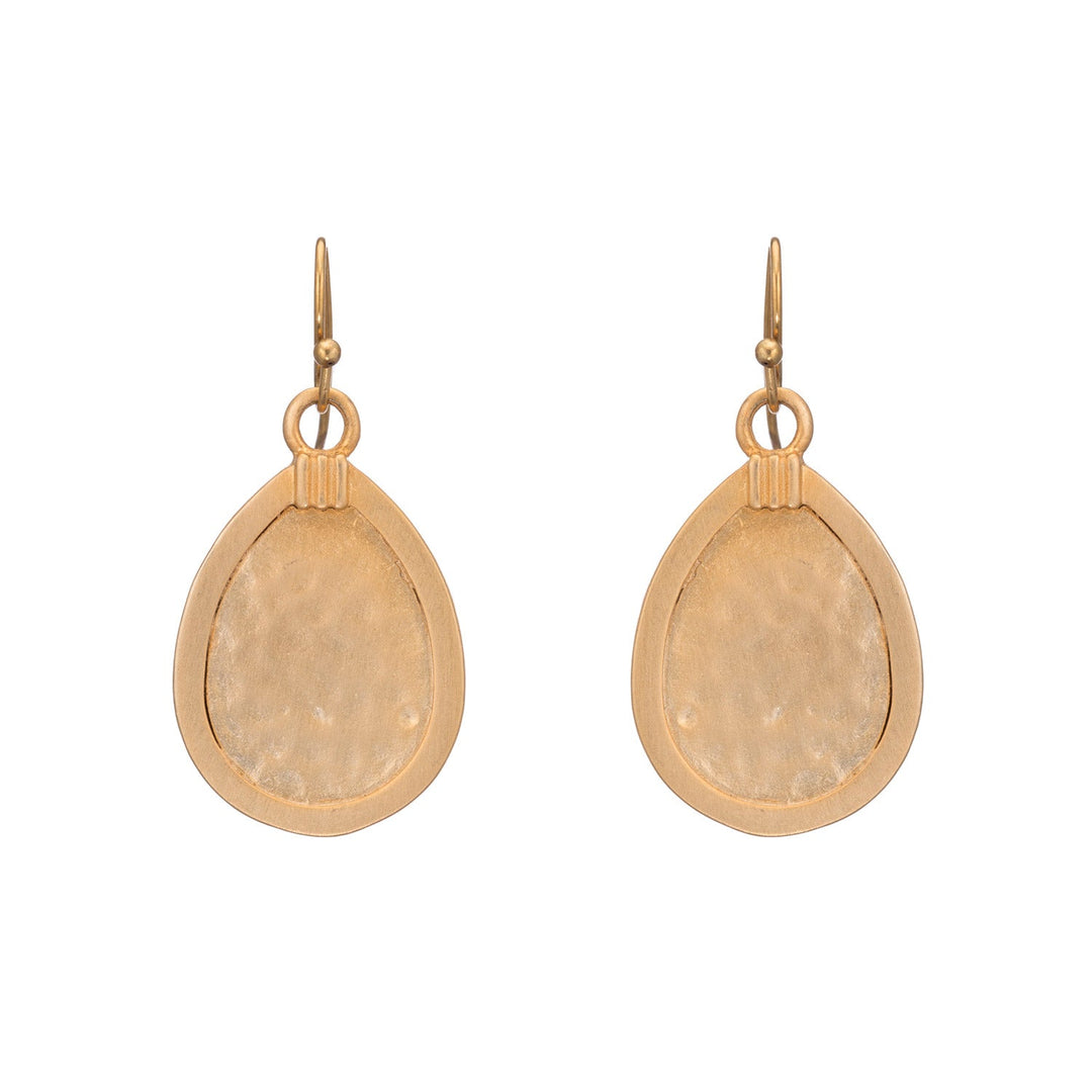 Matte 14Kt Gold Plate Hammered Teardrop Earrings