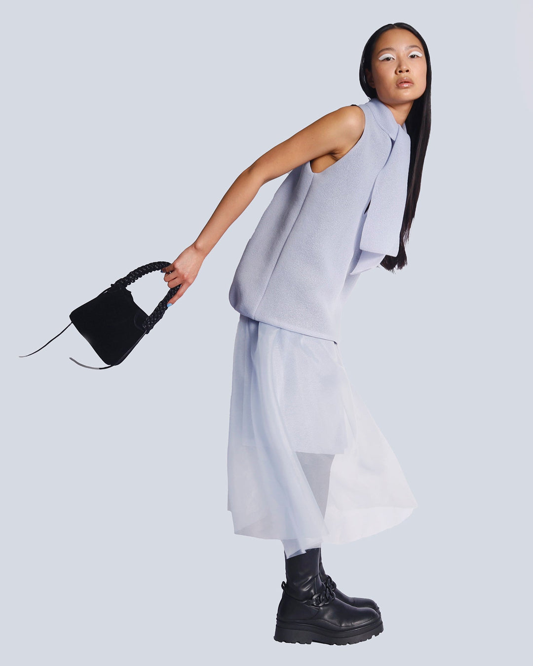 Maison Marie Saint Pierre | Skirt | IRINA | Light Blue | Top | IMMANUEL | Light Blue 
| Bag | INAYA | Black