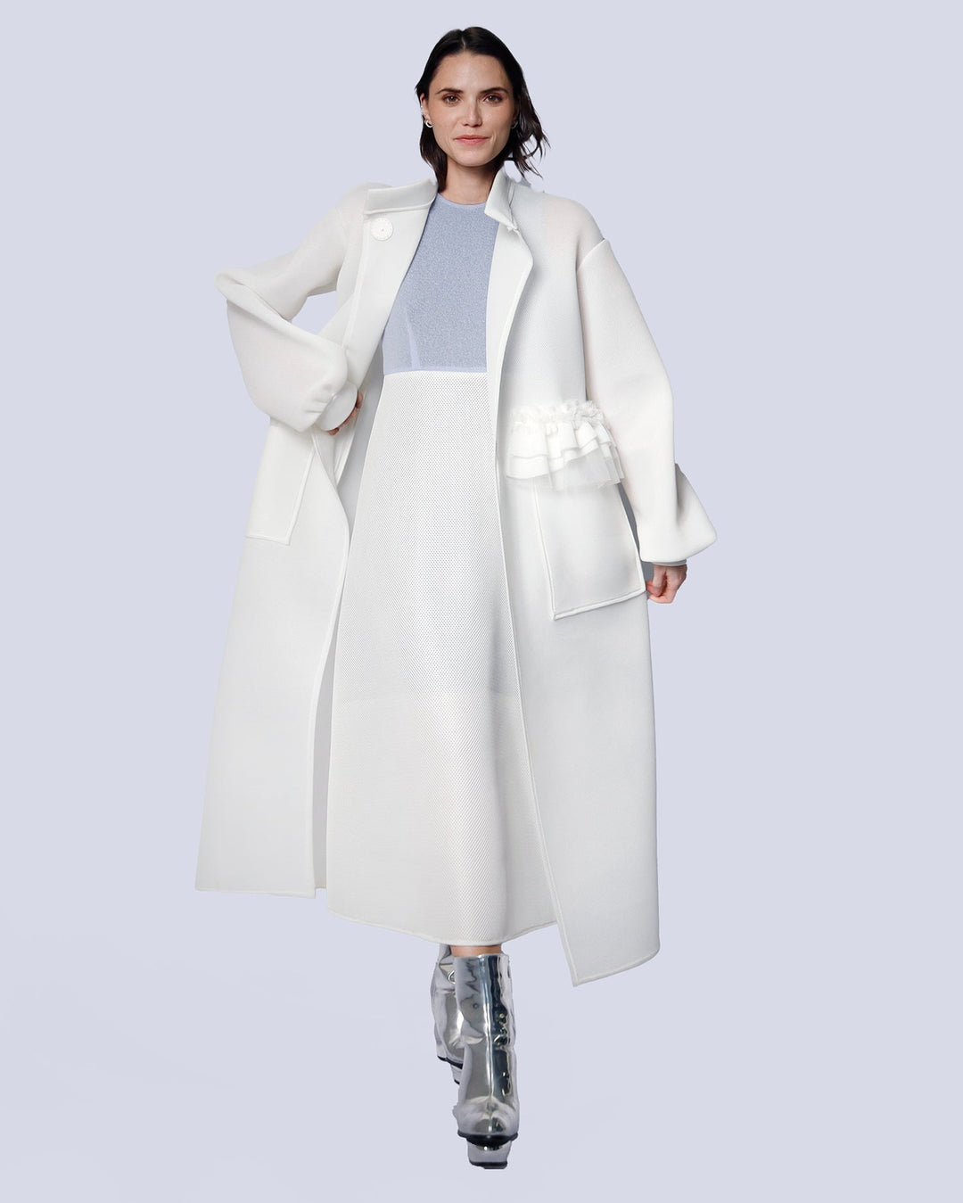 Maison Marie Saint Pierre | Coat | ISABELLA | White | Dress | ISAYA | Light Blue | White