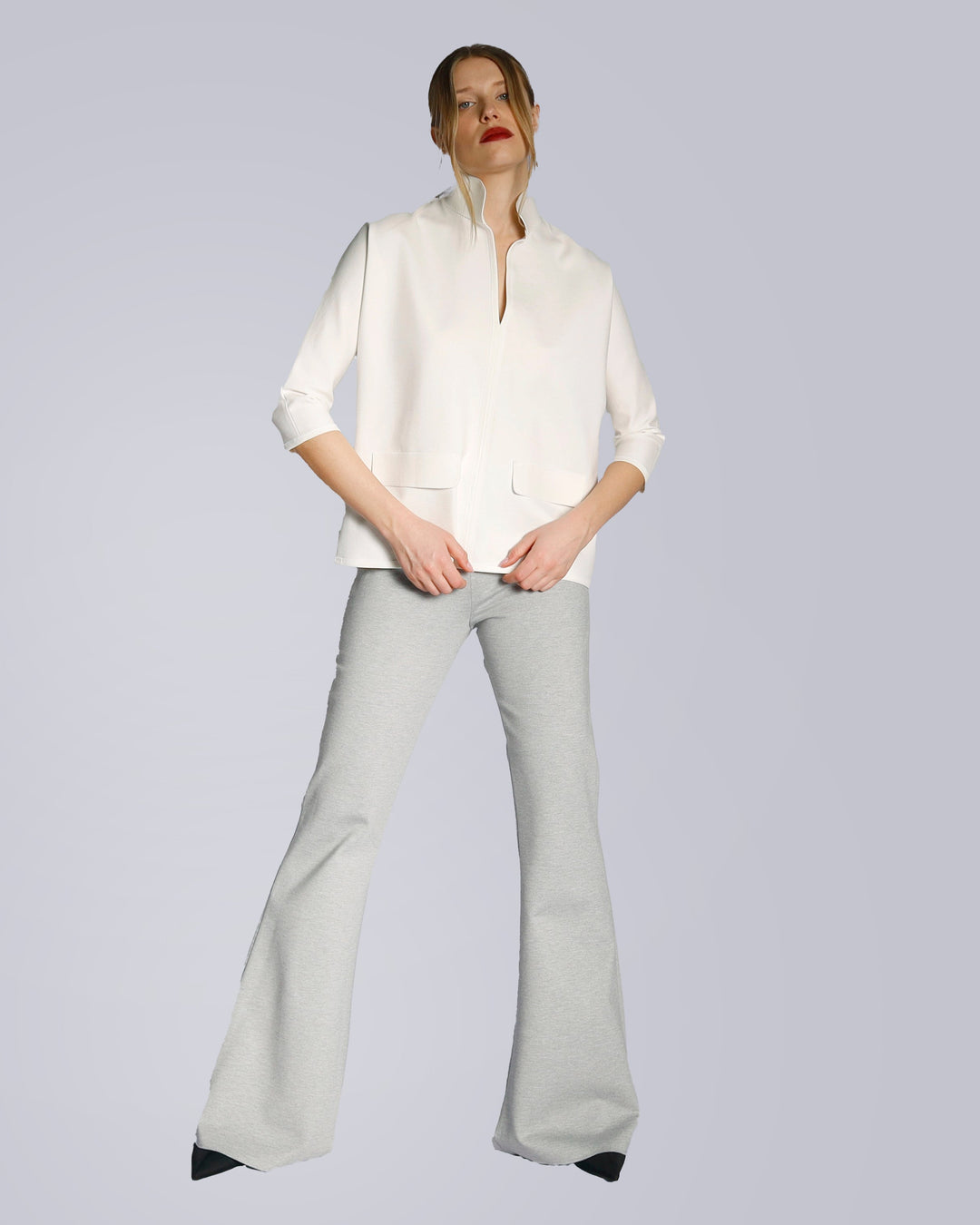 Maison Marie Saint Pierre | Pants | HOWARD | Light Grey Mixte | Top | HELMA | White