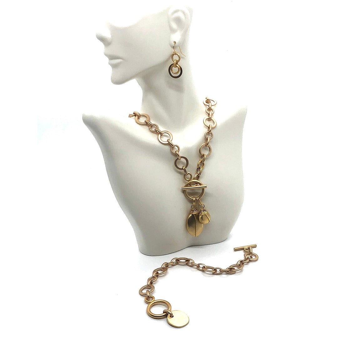 Matte Gold Chain Charm Necklace