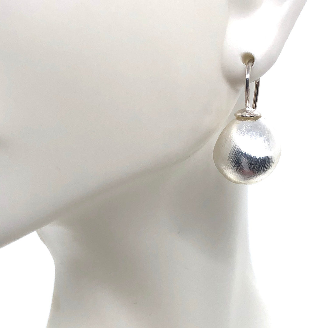 Matte Silver Pebble Bead Earrings