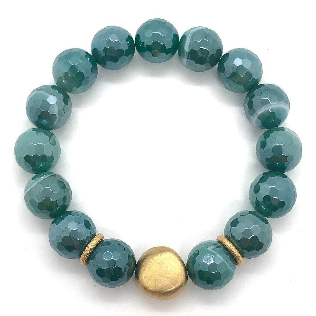 Green Glazed Agate Stretch Bracelet