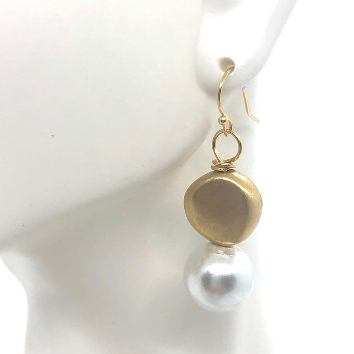 Matte Gold Flat Gold Bead Top Wrap Earring