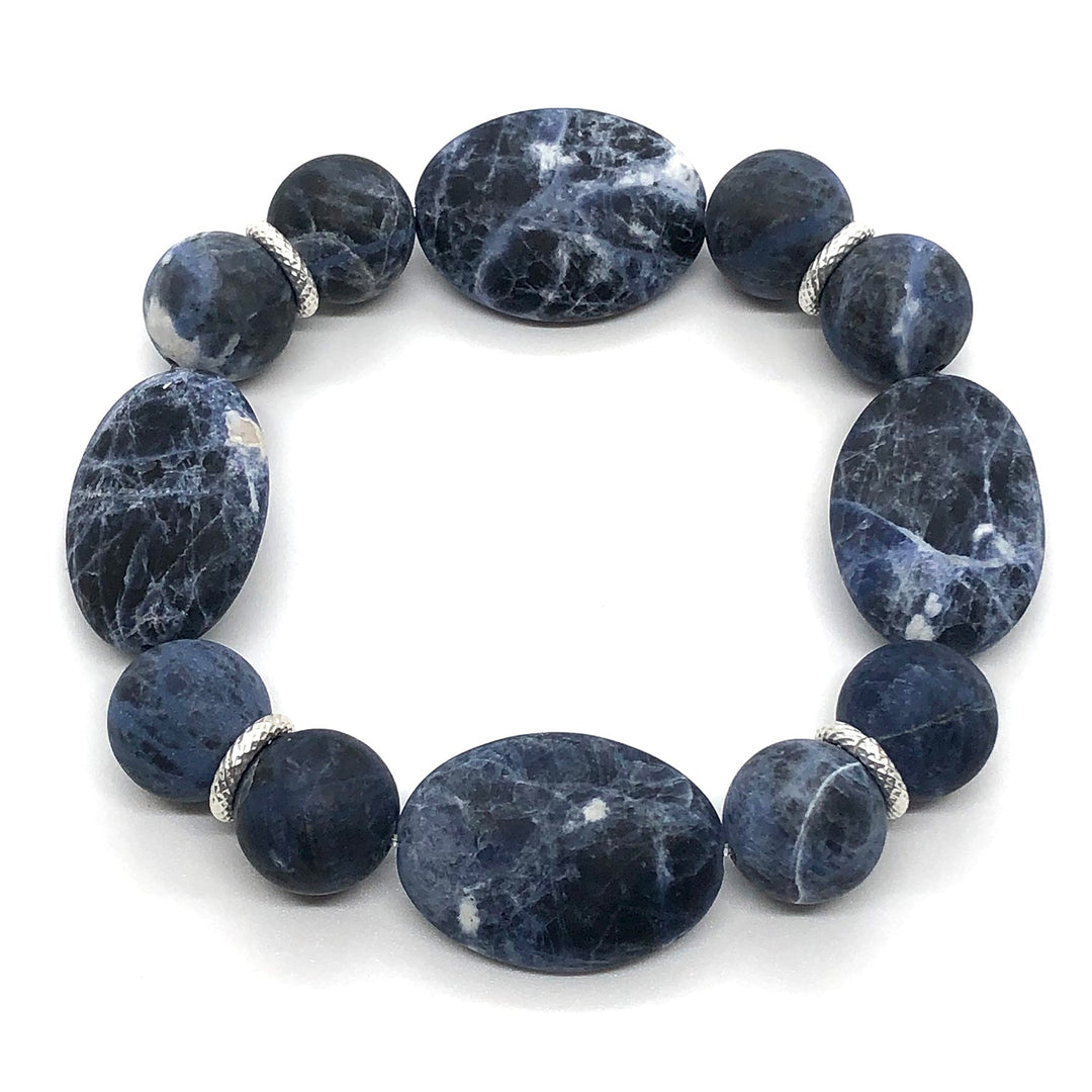 Blue Sodalite Oval Stretch Bracelet