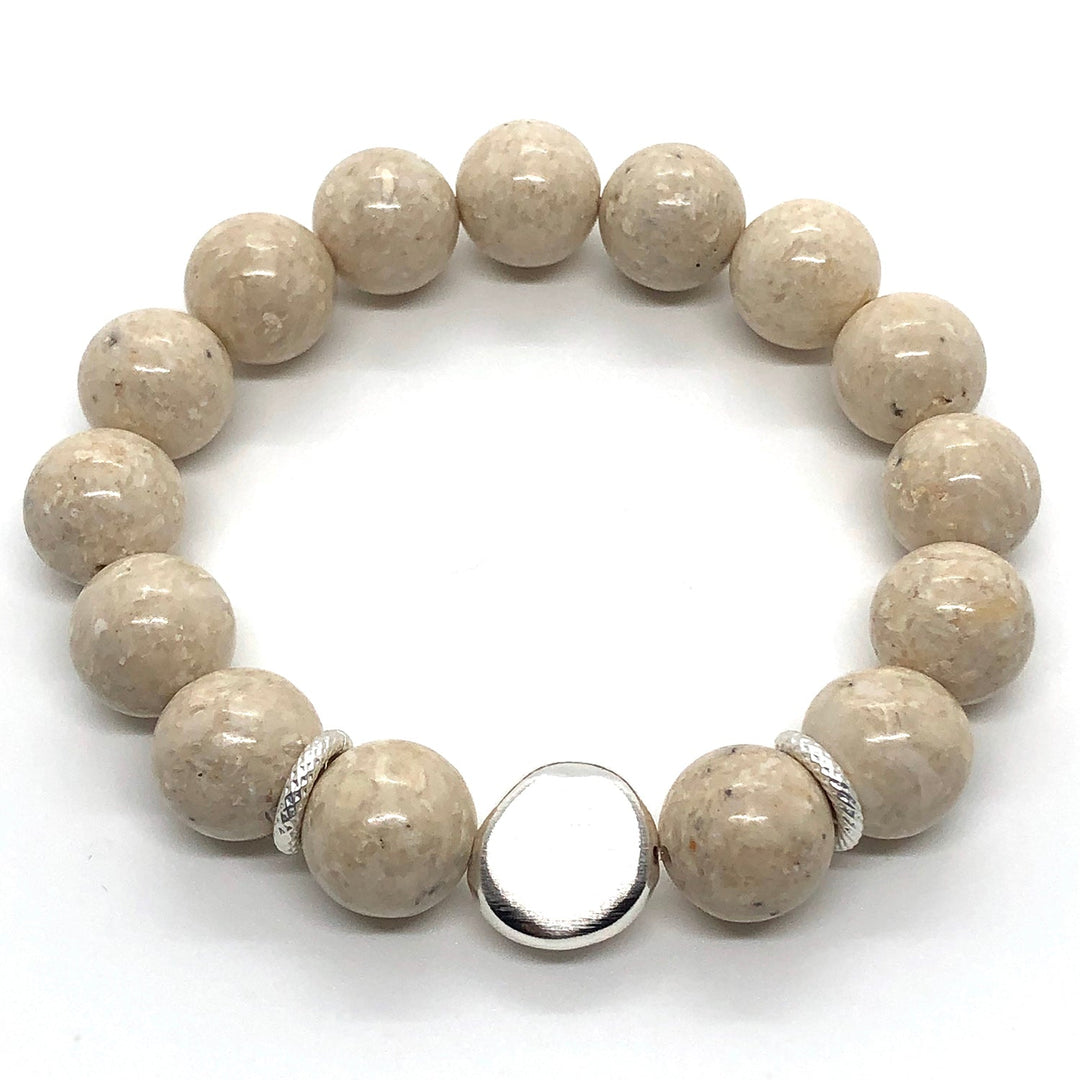 Cream Fossil Coral Stretch Bracelet