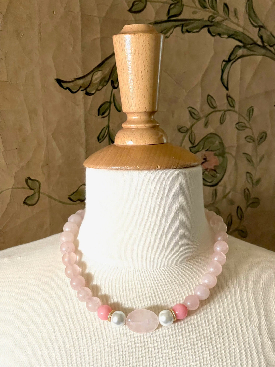 Rose Quartz, Pearl and Pink Jade Necklace