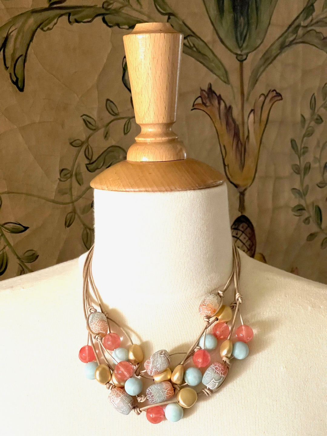 Watermelon Quartz With Fire Agate and Amazonite Torsade