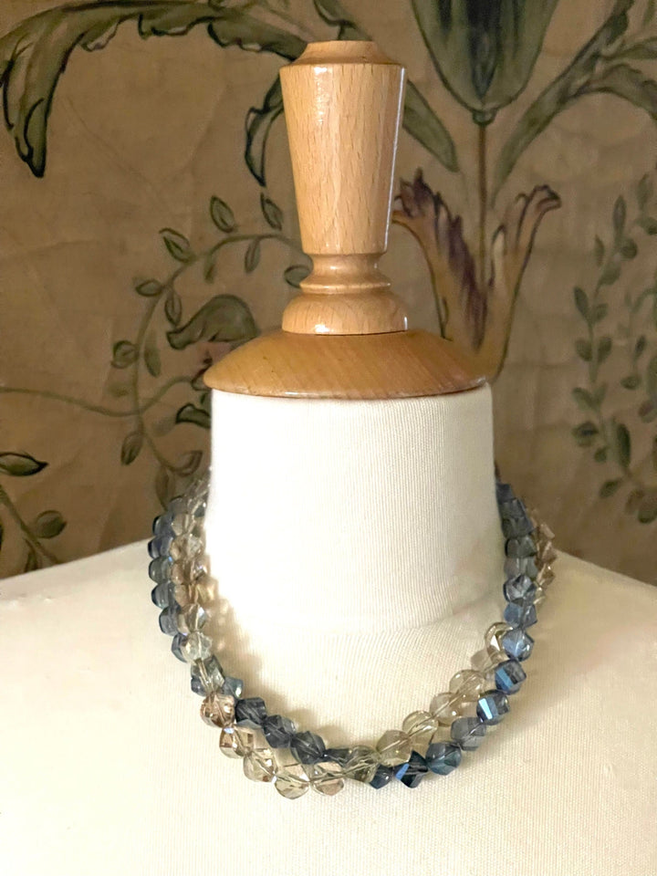 Labradorite Blue Slice Crystal Necklace