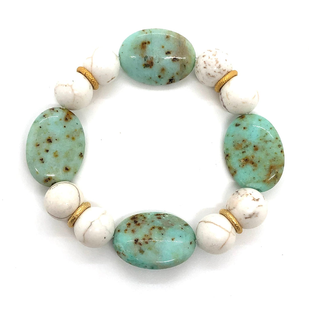 Adventurine Oval And White Magnesite Bracelet