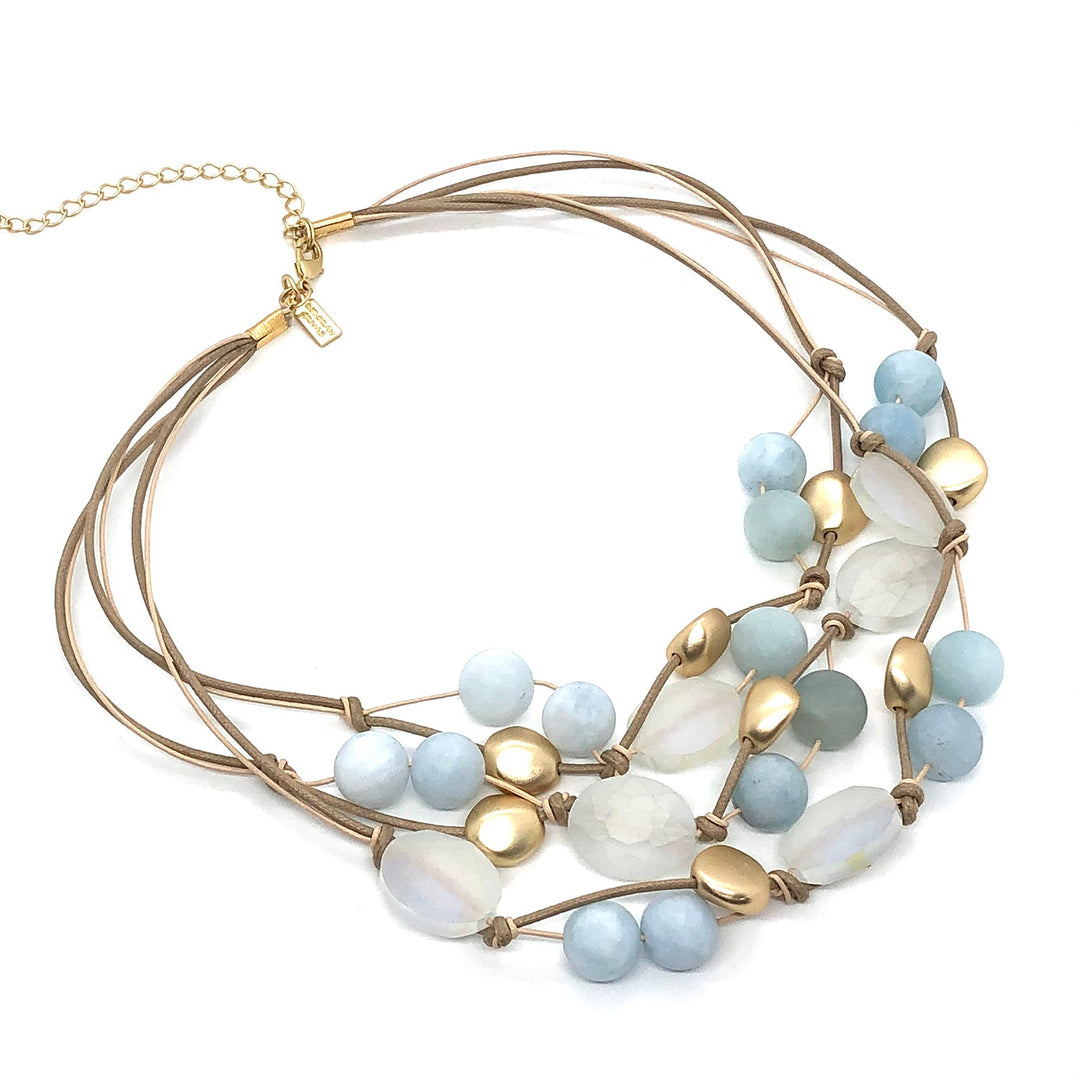 Matte Aquamarine With Matte Crystal Torsade Necklace