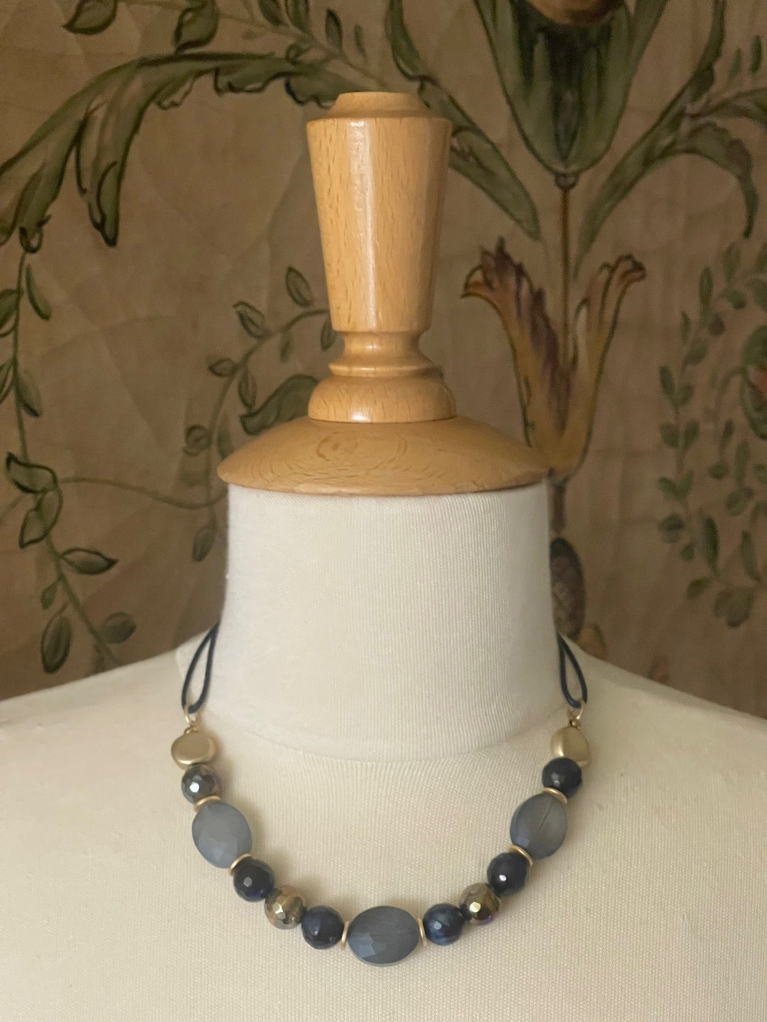 Blue and Brown Tiger's Eye With Matte Blue Crystal Necklace