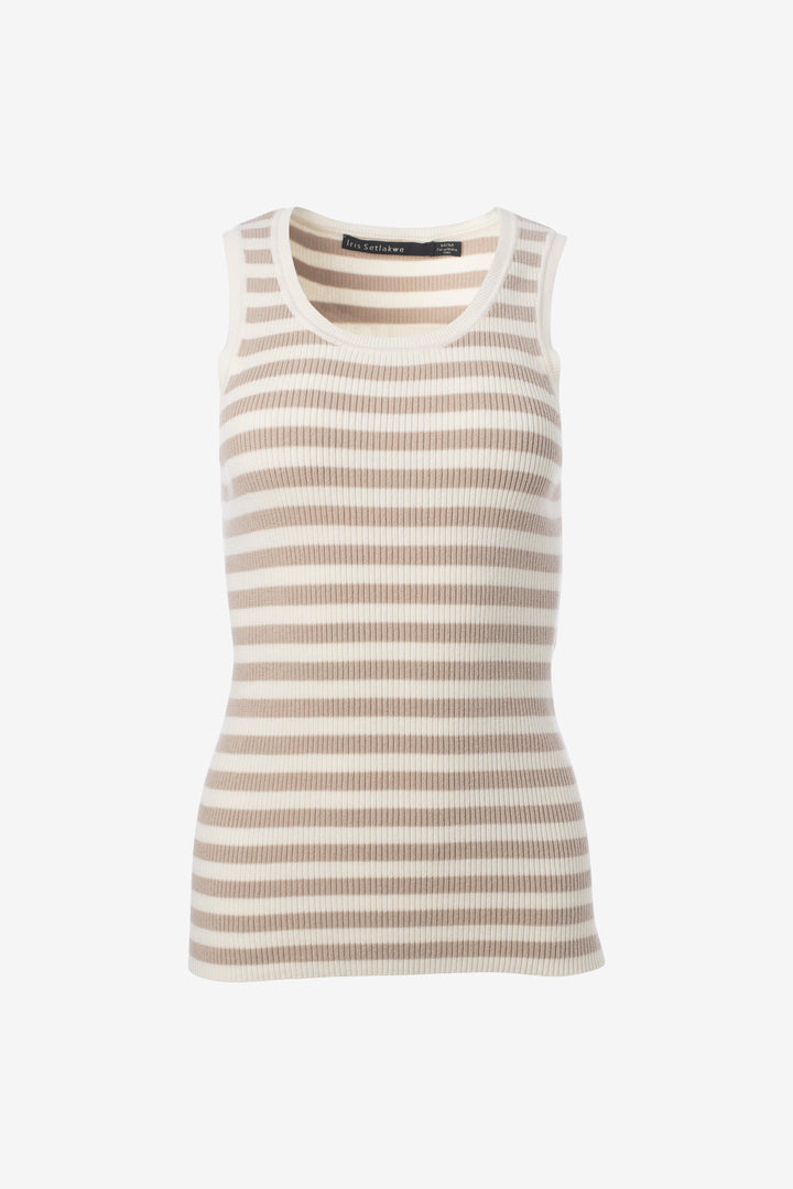 Striped sleeveless  knit top