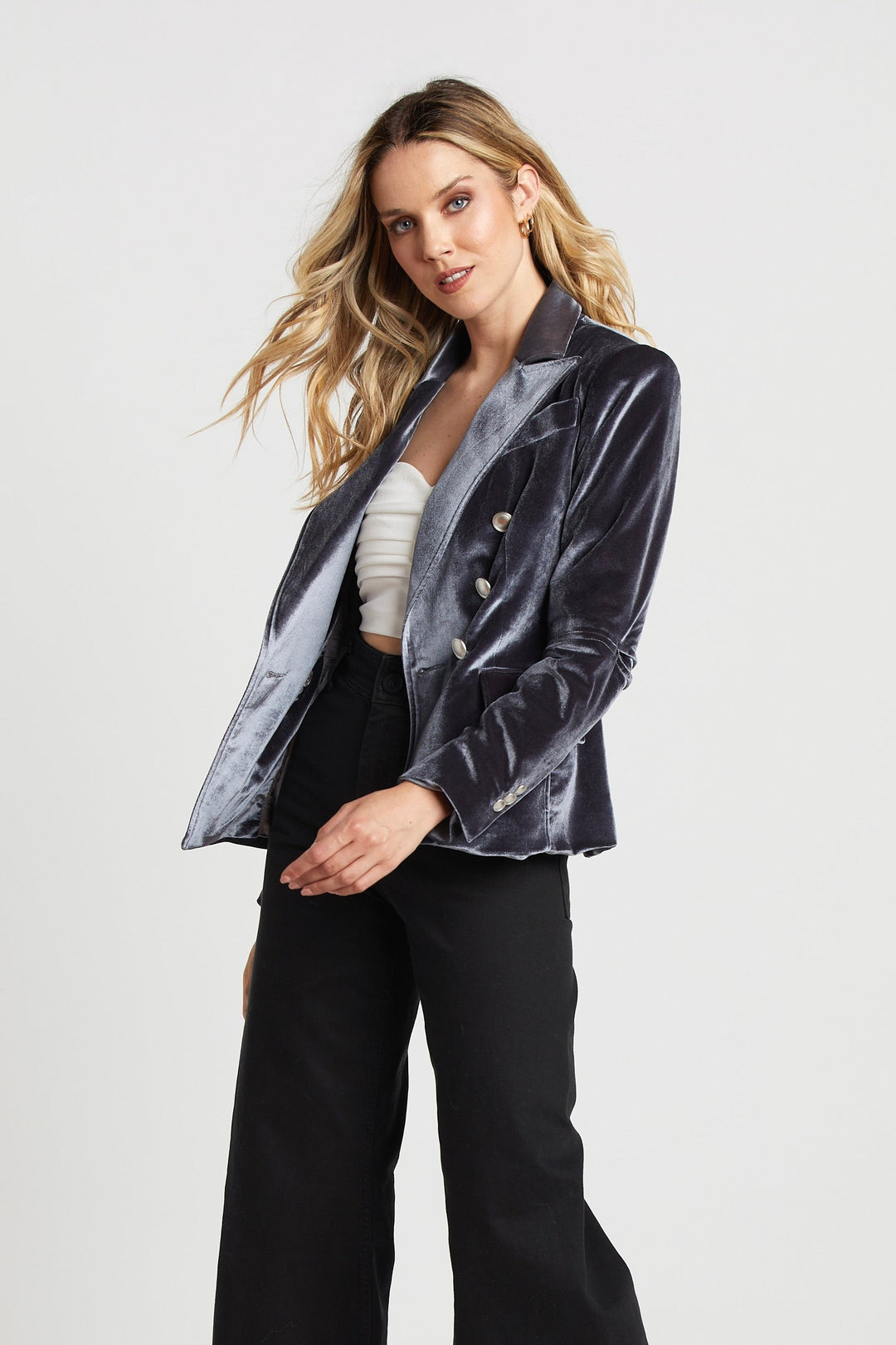 James Double Breasted Signature Stretch Blazer w/ Elbow Detail