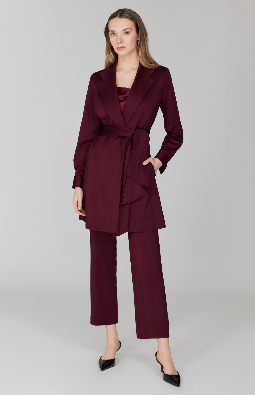PREORDER Matte Jersey Trench Coat w/ Belt