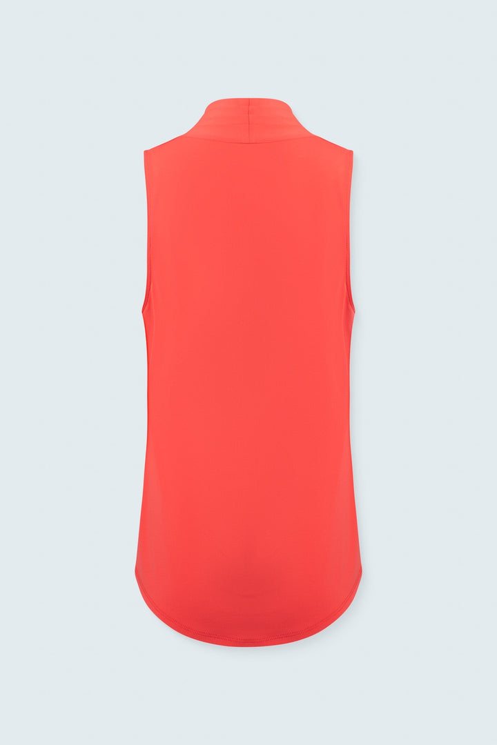 Matte jersey sleeveless pleated v-neck top