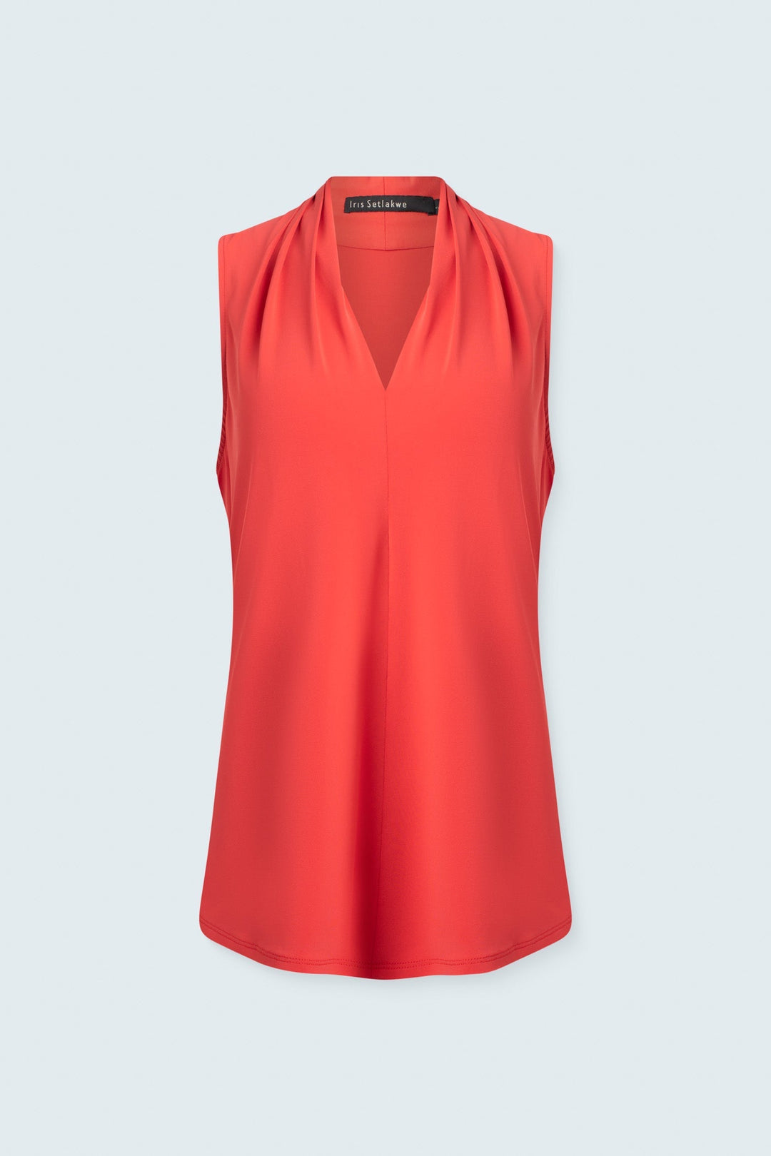 Matte jersey sleeveless pleated v-neck top